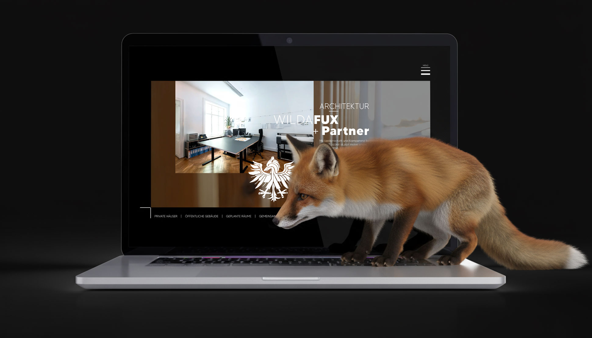 Laptop Mockup der Website für wildafux