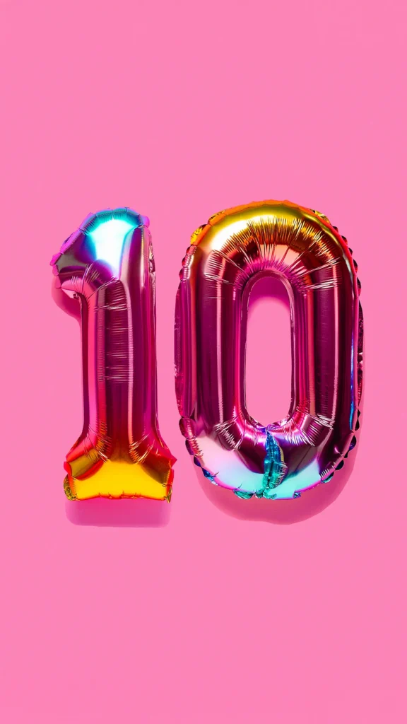 Luftballons in Form einer 10